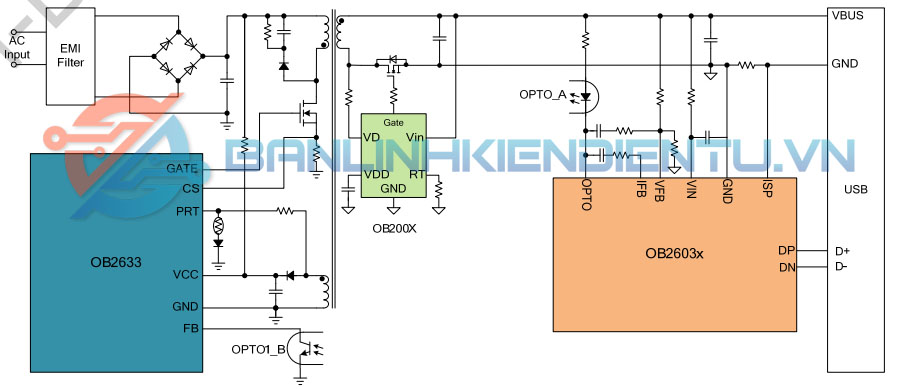 Mạch ứng dụng điển hình OB2633