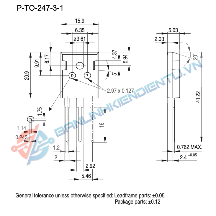 kích thước SPW17N80C3