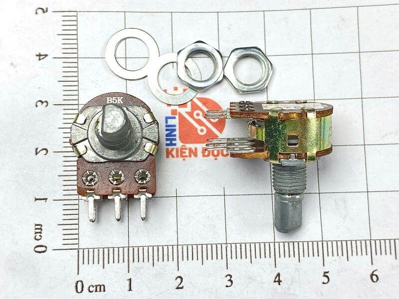 Chiết áp đôi WH148 B5K 15mm (núm vát) Chiết áp đôi WH148 B5K 15mm (núm vát)