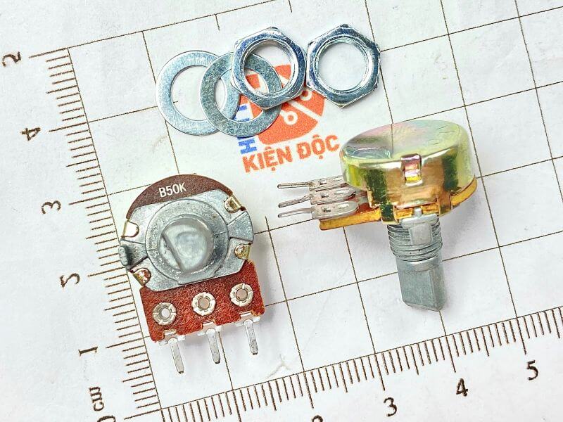 Chiết áp đơn WH148 (Núm vát) B50K 15mm1 Chiết áp đơn WH148 (Núm vát) B50K 15mm1