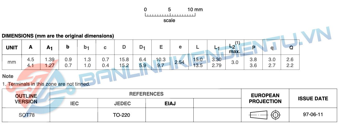 kích thước IRF730.2