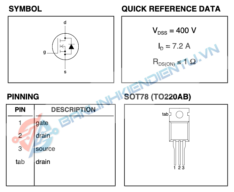 sơ đồ chân IRF730