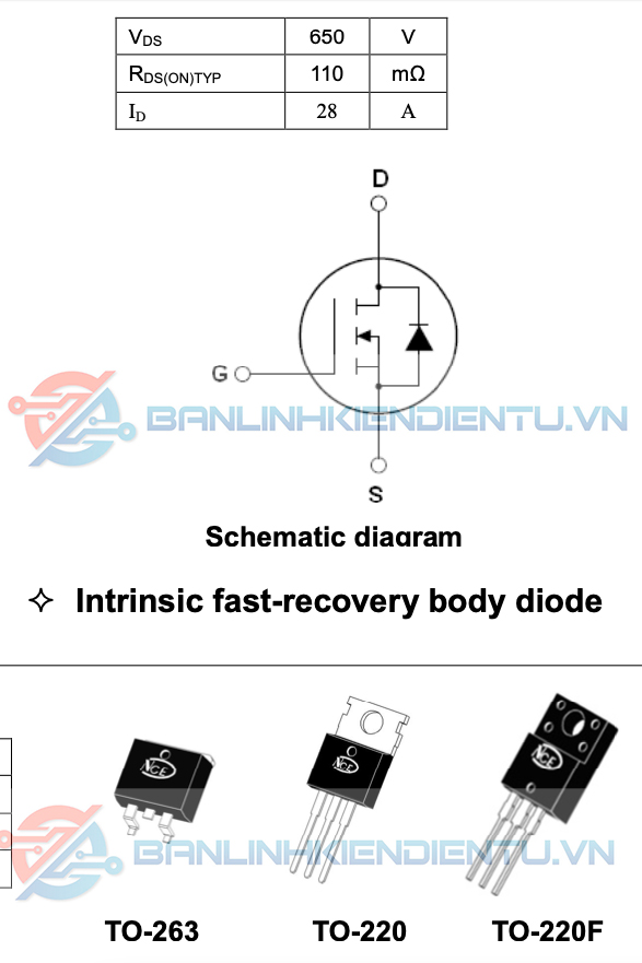 sơ đồ chân NCE65TF130F