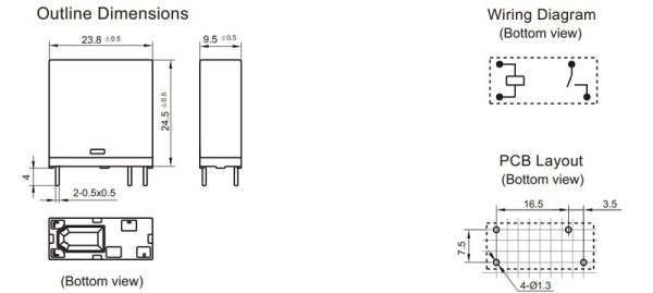 Kích thước relay HF36FD-024-HT