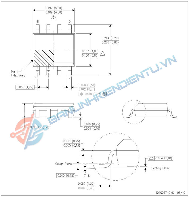Kích thước của Mosfet kép F7341_