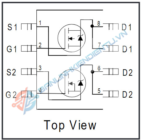 Sơ đồ cấu tạo của Mosfet kép F7341_