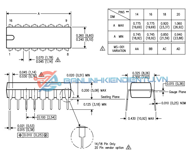 Kích thước MC74F138N