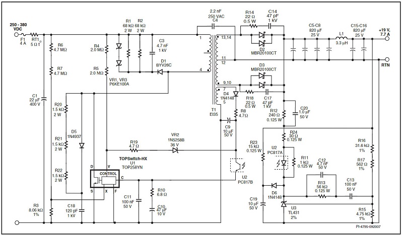 Mạch ứng dụng TOP258EG