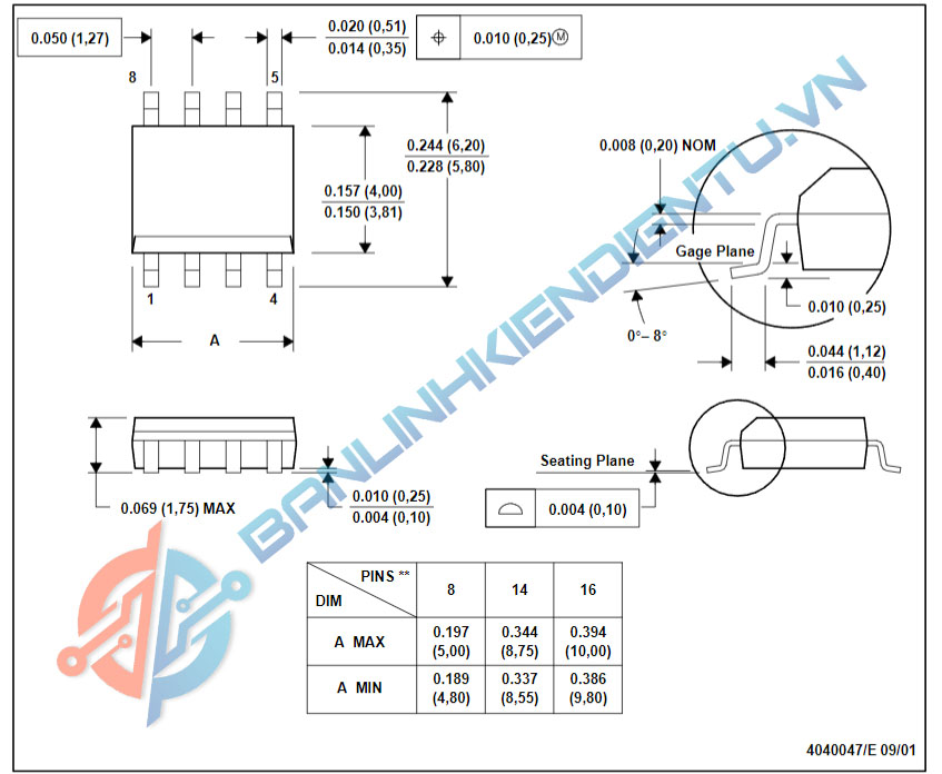 Kích thước SI4435DY