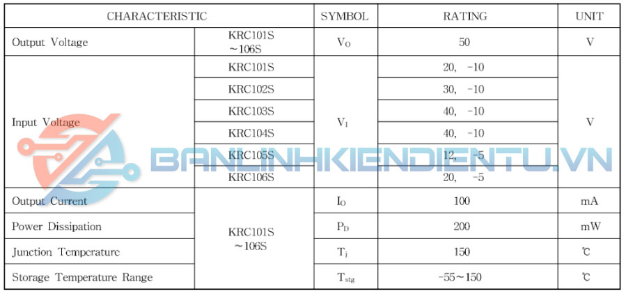 Thông số kĩ thuật KRC102S
