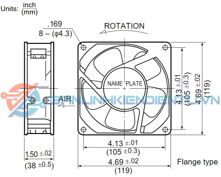 kích thước 4715MS-22T-B50