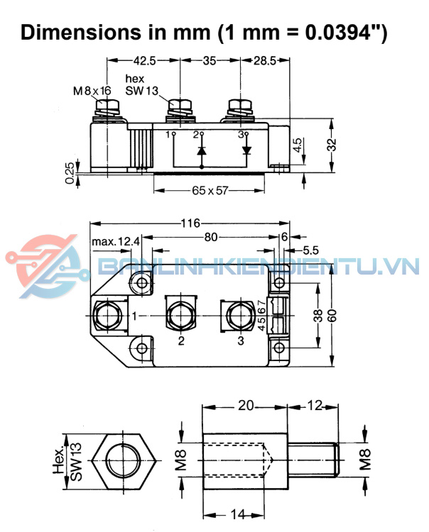 Kích thước MDD310-08N1