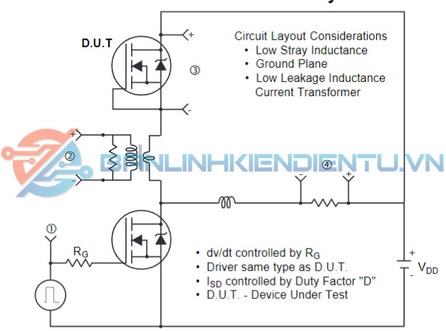Mạch thử nghiệm phục hồi điốt đỉnh FQA70N10