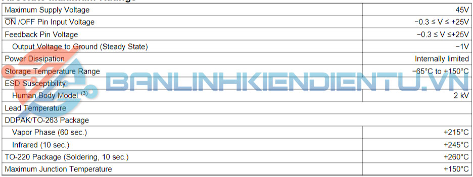 Thông số kĩ thuật LM2596