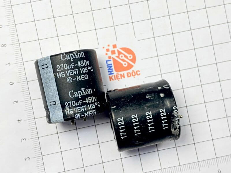 Tụ hoá CapXon 270uF 450V 30x30mm Tháo máy