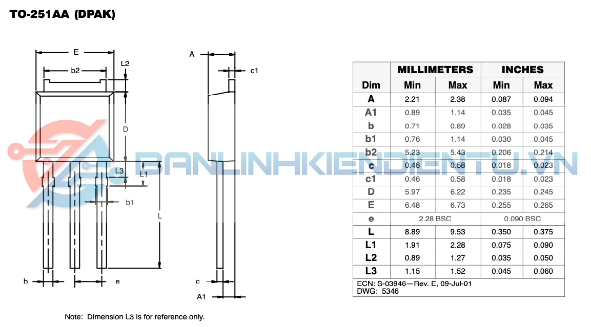 kích thước IRFU9024N