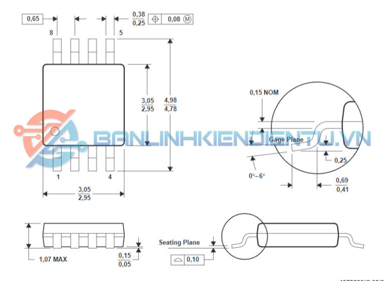 Kích thước IC ADS7817E