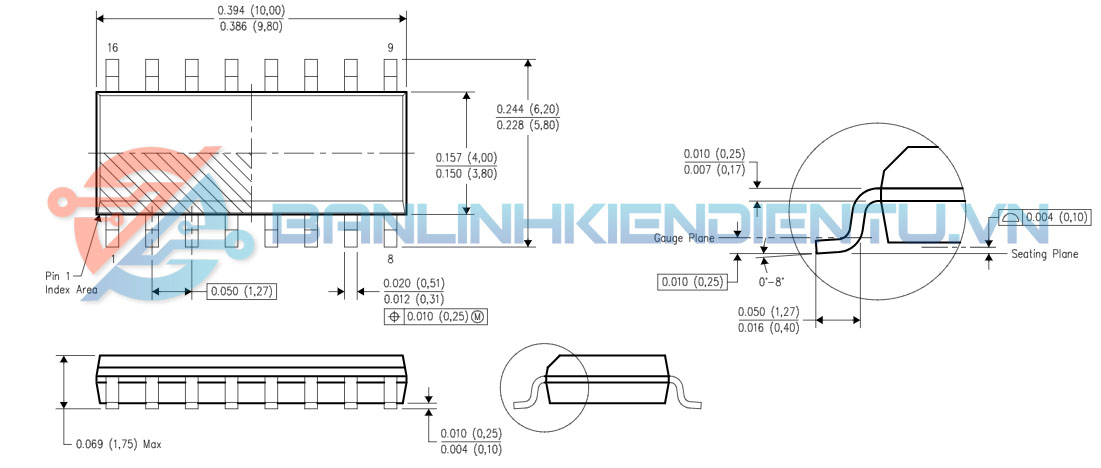 Kích thước SN74HC165NSR