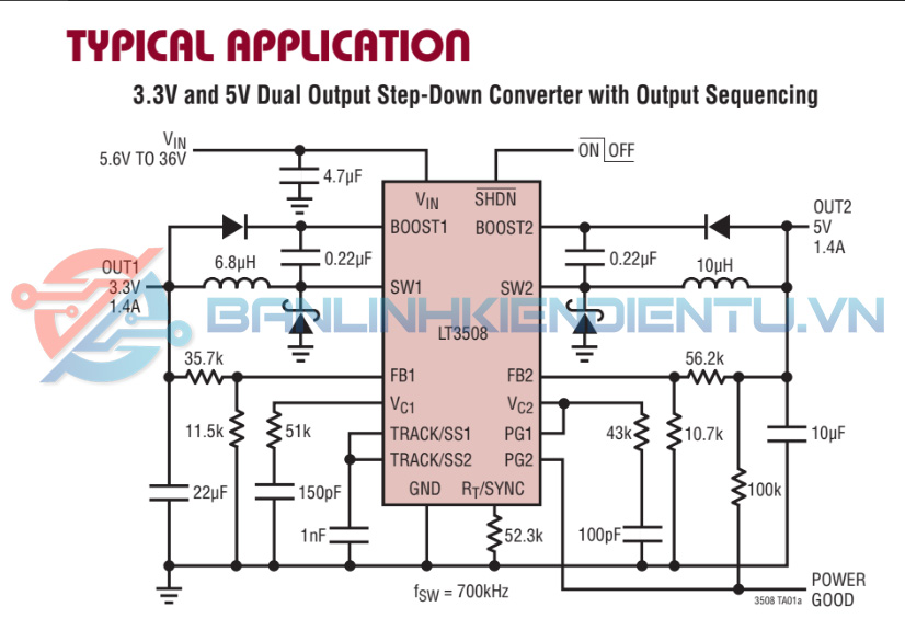 Sơ đồ mạch ứng dụng LT3508FE