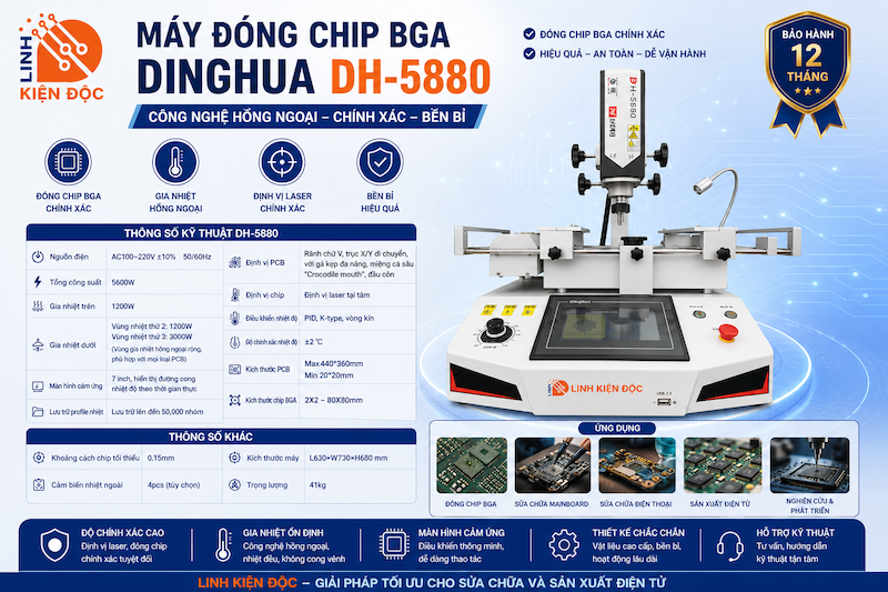 Máy đóng chip BGA Dinghua DH-5880 chuyên nghiệp cho thợ sửa chữa