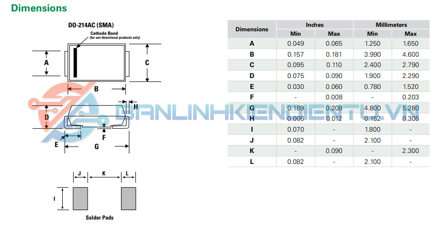 Kích thước SMAJ20A