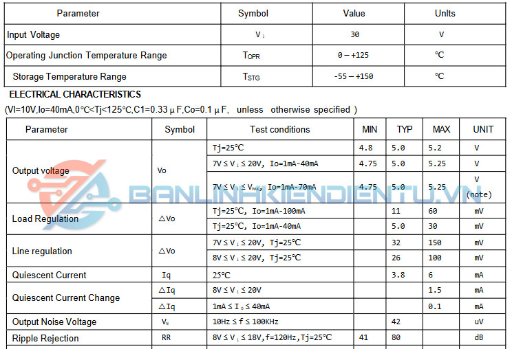 Thông số kĩ thuật CJ78L05