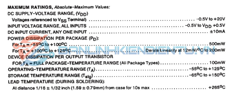 Thông số kĩ thuật CD4017BM