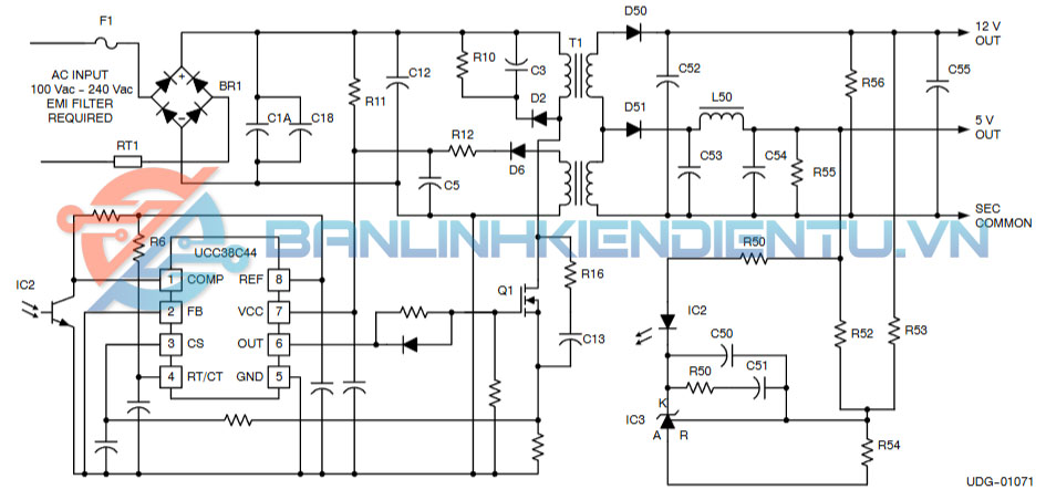 Ứng dụng ngoại tuyến điển hình của UCC28C42DR