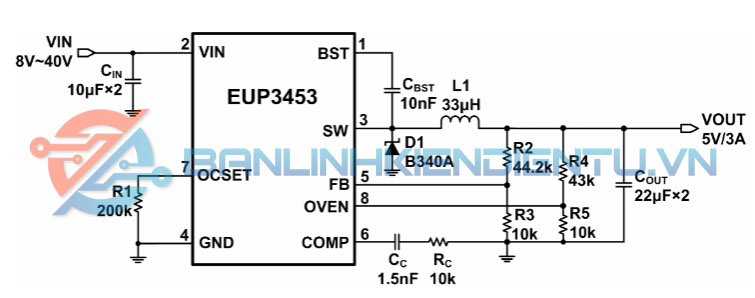 Mạch ứng dụng EUP3453