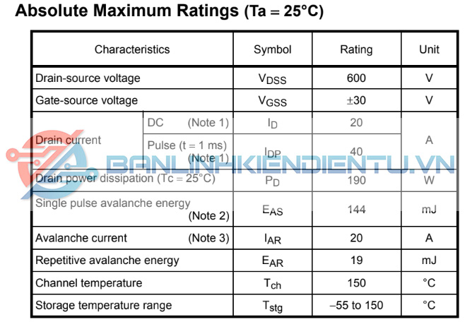 THÔNG SỐ KỸ THUẬT K20J60U