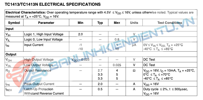 thông số TC1413COA