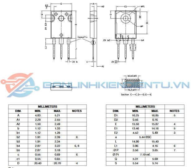 Kích thước IRFPF40