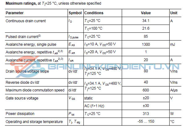 Thông số kĩ thuật 35N60CFD