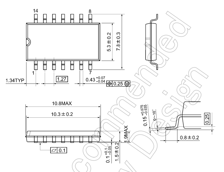 Kích thước 74HC280AF