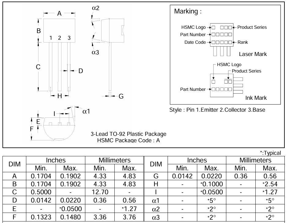 Kích thước chân HE8050S