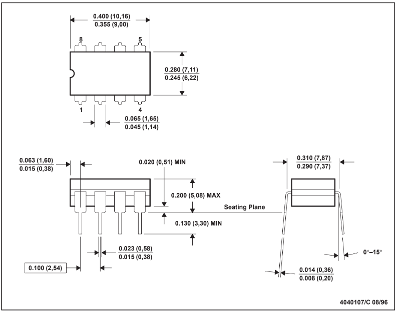 Kích thước của IC LM211N