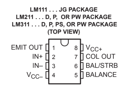 Sơ đồ chân của IC LM211N
