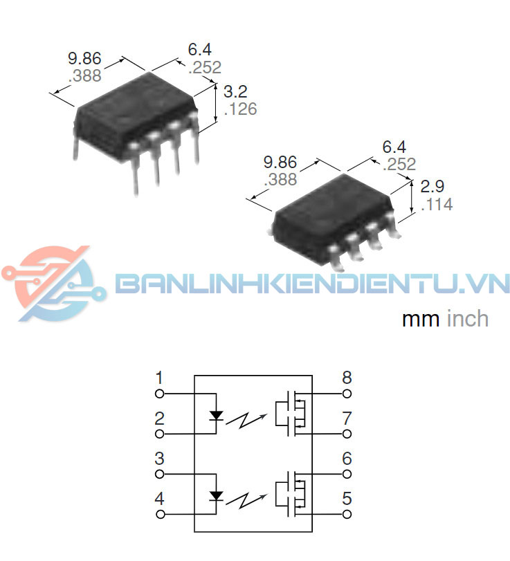 Sơ đồ cấu tạo và kích thước AQW414EH