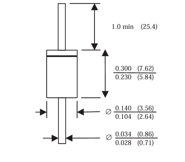 Kích thước chân P6KE440CA