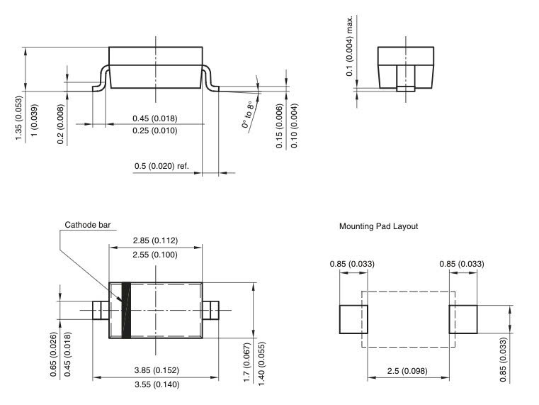 Kích thước BAV21W sod-123