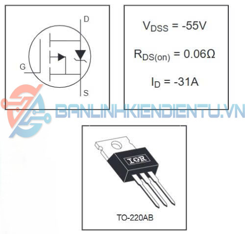 Sơ đồ chân và sơ đồ cấu tạo IRF5305