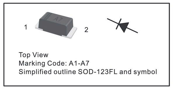 Sơ đồ mạch 1N4007 Sod-123FL A7