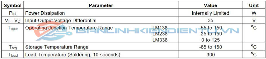 Thông số kĩ thuật LM338K