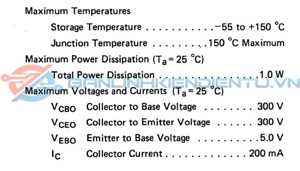 thông số kĩ thuật 2SC3209