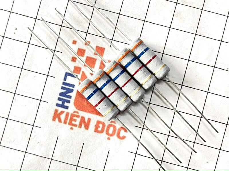 Điện trở vạch 3W 3.6K 5% 4 vòng màu - Ảnh 2
