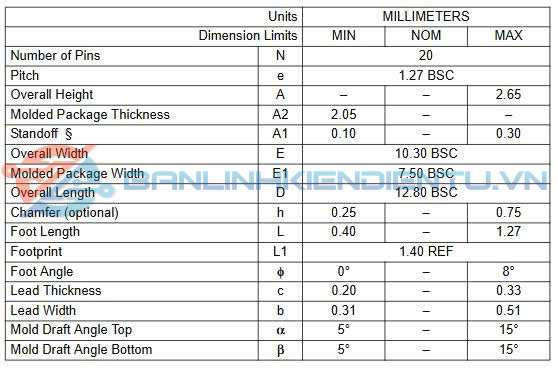 Kích thước PIC16F687-I.SO