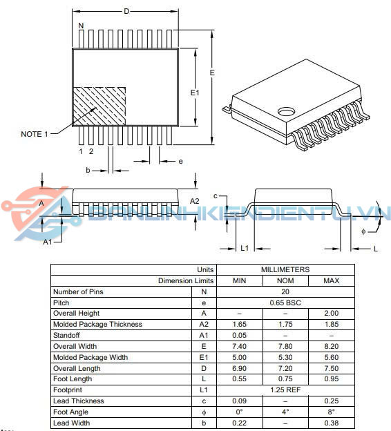 Kích thước PIC16F687-I.SS