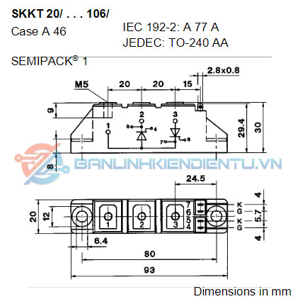 Kích thước SKKT92/16E