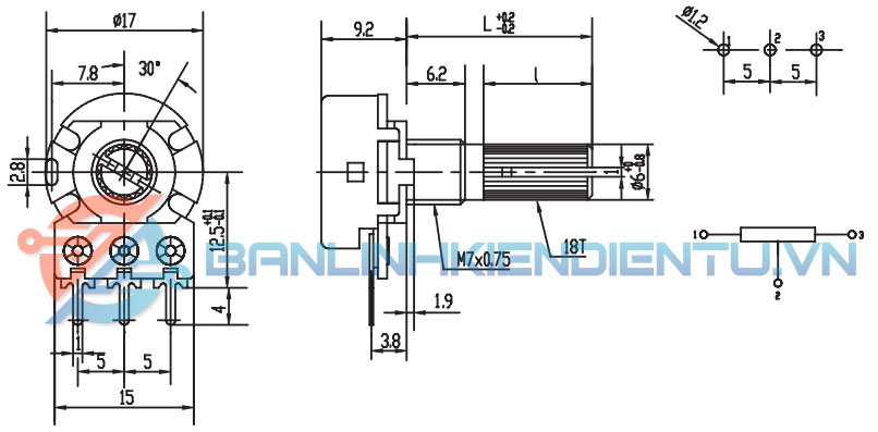 Kích thước chiết áp 
