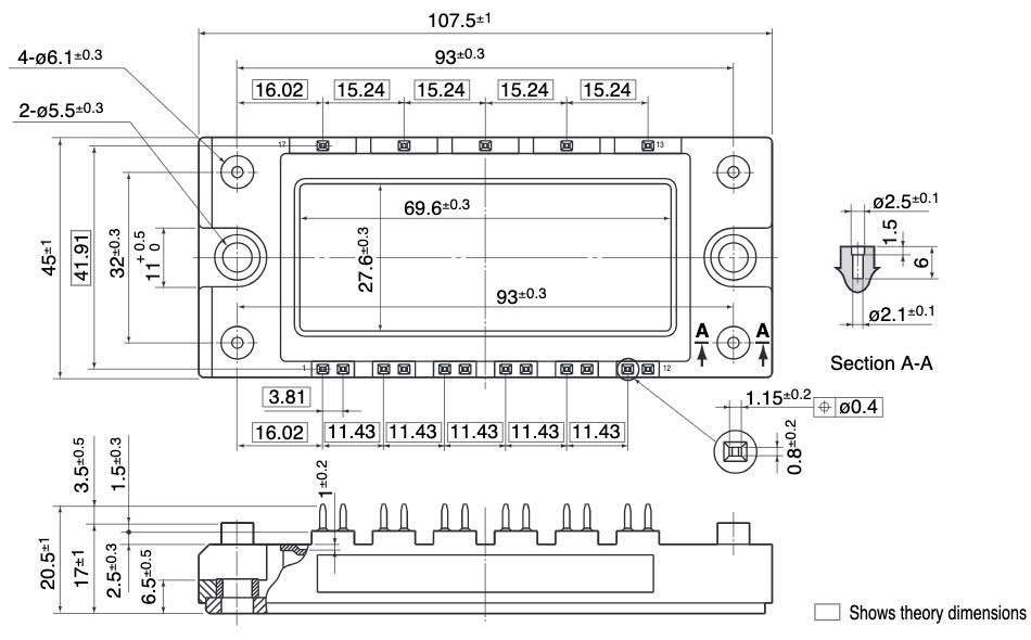 Kích thước 6MBI10S-120